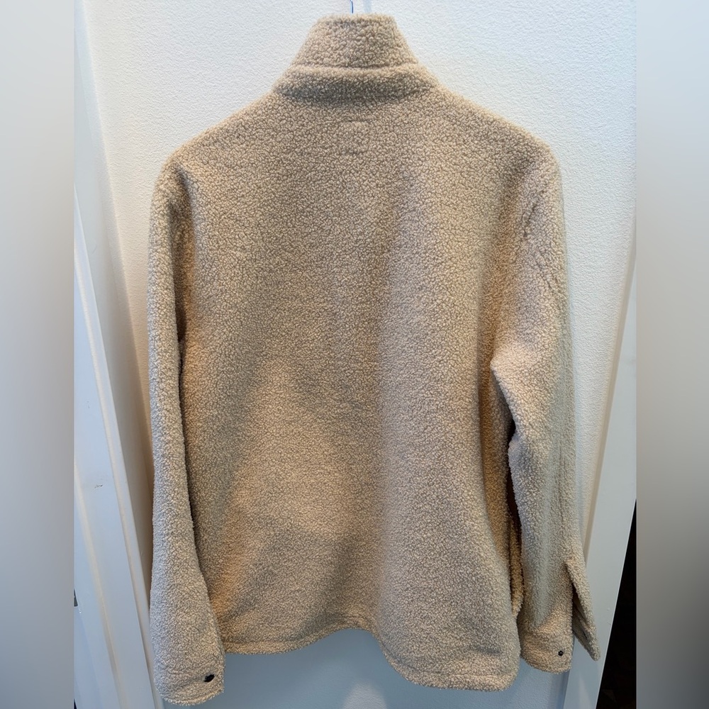 Vuori Mens Cream Sherpa Fleece Button-Up Jacket - Picture 2 of 6
